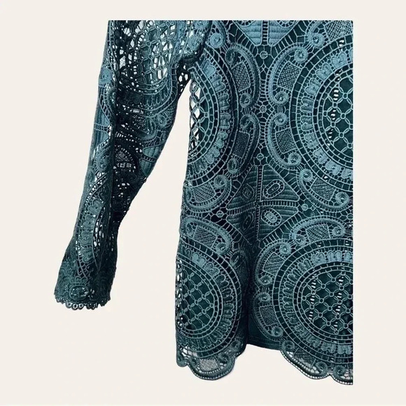 0389. JAMES COVIELLO NEW YORK EMBROIDERED TOP SHEER FRONT SOLID BACK SIZE XSMALL - Picture 4 of 11